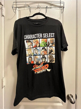 Street Fighter Character Select Graphic T-Shirt Black & White Large